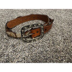 Vintage Brown Leather Barrel Racing Cowboy Belt Size 34